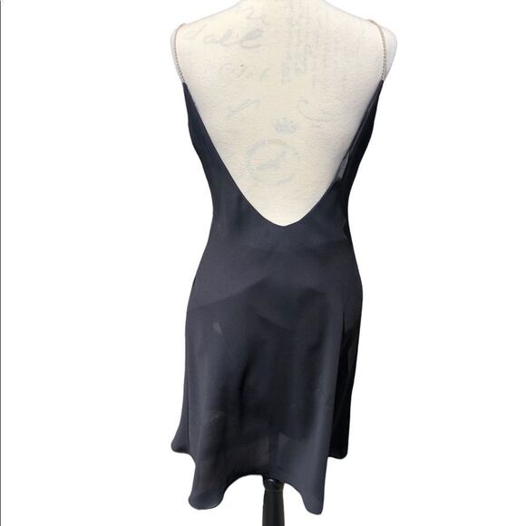 Vintage Dave & Johnny Rhinestone Strap Low Back Bias Cut Little Black Dress - Picture 11 of 16